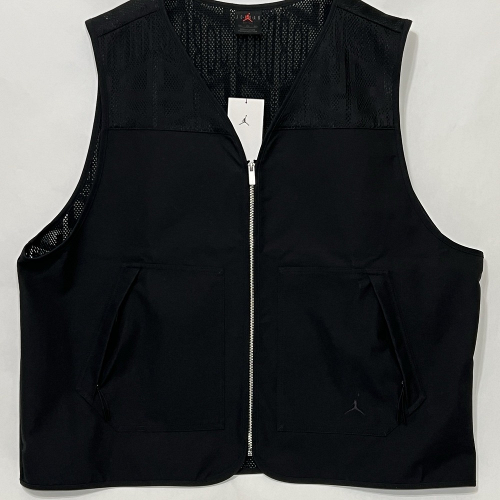 Jordan x Nike Air Essentials Utility Mesh Black Zip Vest Men Size 2XL HF9327-010